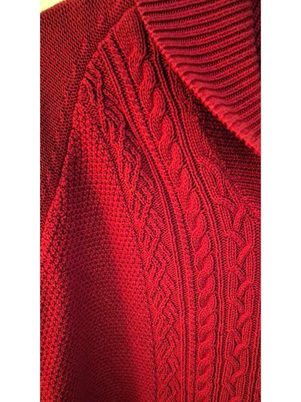 Coldwater Creek Red Shawl Collar Textured Long Sleeve Sweater Size 1X EUC - Picture 2 of 9